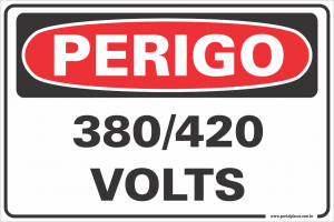 Placa -380 420 volts (PS)PLÁSTICO   LAMINAÇÃO  