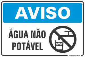 Placa - ÁGUA NÃO POTÁVEL (PS)PLÁSTICO   LAMINAÇÃO  