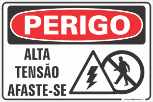 Placa - alta tensão afaste-se (PS)PLÁSTICO   LAMINAÇÃO  