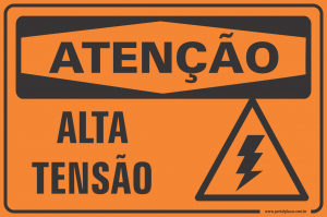 Placa - ATENÇÃO auta tensão (PS)PLÁSTICO   LAMINAÇÃO  