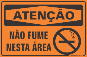 Placa - atenção não fume nesta área (PS)PLÁSTICO   LAMINAÇÃO  