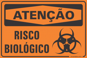 Placa - ATENÇÃO risco biológico (PS)PLÁSTICO   LAMINAÇÃO  