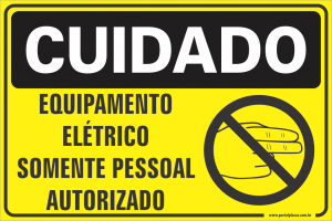 Placa - equipamento elétrico somente pesssoal autorizado (PS)PLÁSTICO   LAMINAÇÃO  