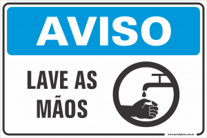 Placa - LAVE AS MÃOS (PS)PLÁSTICO   LAMINAÇÃO  