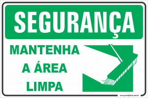 Placa - mantenha a área limpa (PS)PLÁSTICO   LAMINAÇÃO  