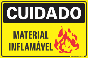 Placa - material inflamável (PS)PLÁSTICO   LAMINAÇÃO  