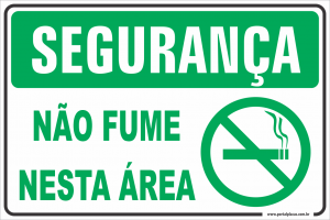 Placa - não fume nesta área (PS)PLÁSTICO   LAMINAÇÃO  