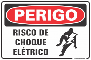 Placa - risco de choque elétrico (PS)PLÁSTICO   LAMINAÇÃO  