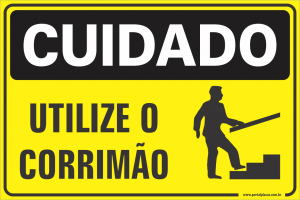 Placa - utilize o corrimão (PS)PLÁSTICO   LAMINAÇÃO  